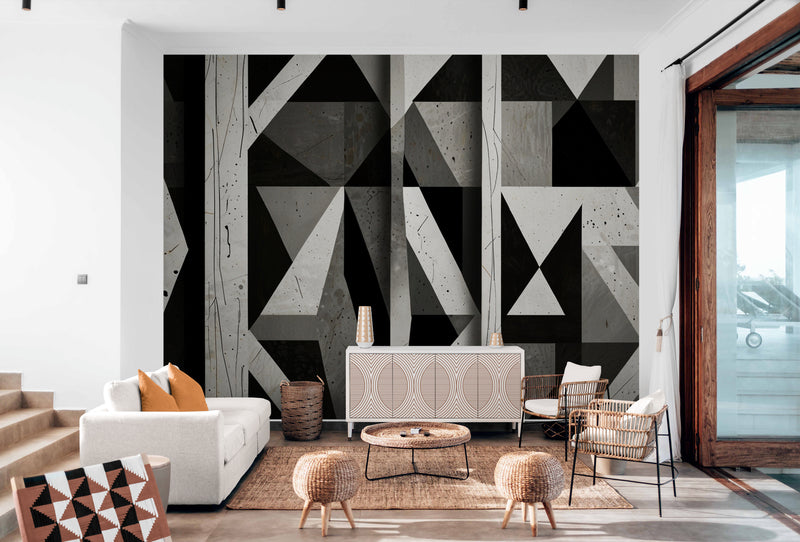 Papier Peint Moderne - Géométrique Noir Et Blanc