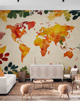 Papier Peint Enfant - Carte Du Monde En Couleurs