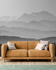 Papier Peint Panoramique - Noir Et Blanc Montagnes Brume