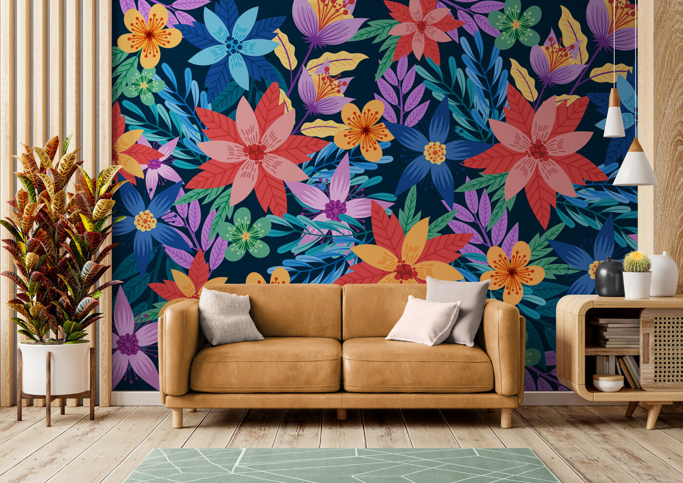 Papier Peint Floral - Explosion de Couleurs