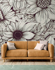 Black and White Wallpaper - Fine Illustration Flowers
