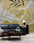 Papier Peint Moderne - Floral Jaune