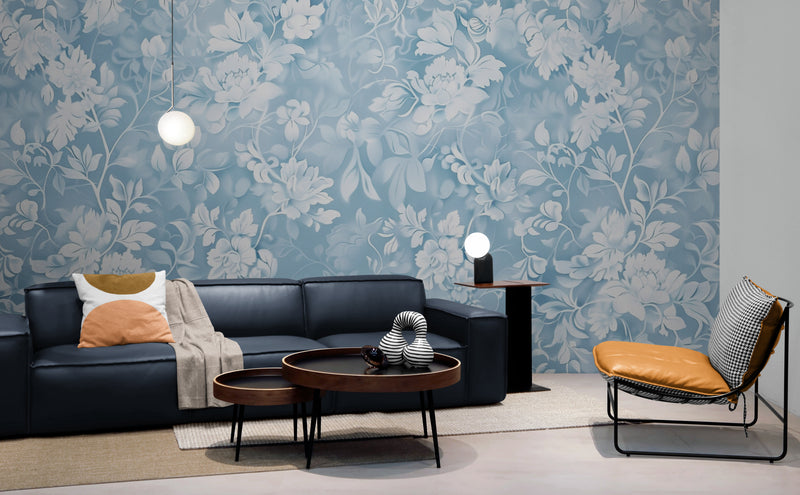 Papier Peint Vintage - Fleurs Bleues Classiques
