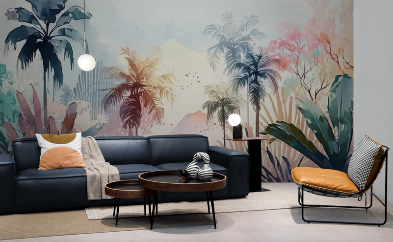 Papier Peint Vintage - Forêt Tropicale De Palmiers