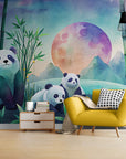 Papier Peint Nature - Panda Et Forêt De Bambou