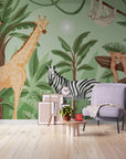 Papier Peint Jungle - Léopard Zèbre Et Girafe