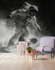 Papier Peint Panoramique - Astronaute En Noir Et Blanc