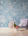 Papier Peint Vintage - Fleurs Bleues Classiques