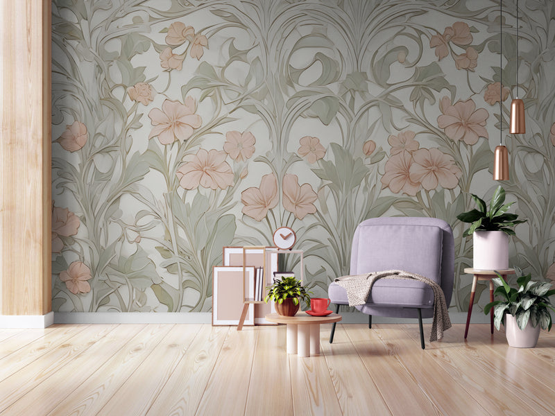 Papier Peint Vintage - Motif Fleuri