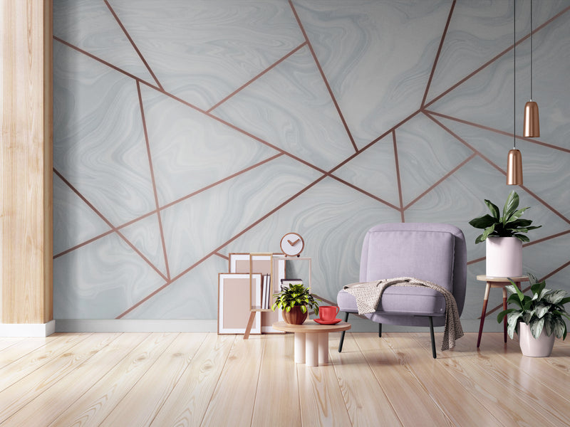Papier Peint Minimaliste - Géométrique Marbre Blanc