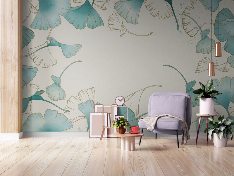 Papier Peint Vintage - Feuilles De Ginkgo Classiques