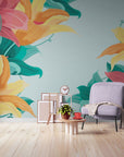 Papier Peint Illustration - Fleurs Tropicales Abondantes