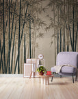 Papier Peint Vintage - Forêt De Bambou Grise