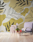 Papier Peint Moderne - Floral Jaune