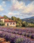 Papier peint campagne - domaine au milieu des lavandes