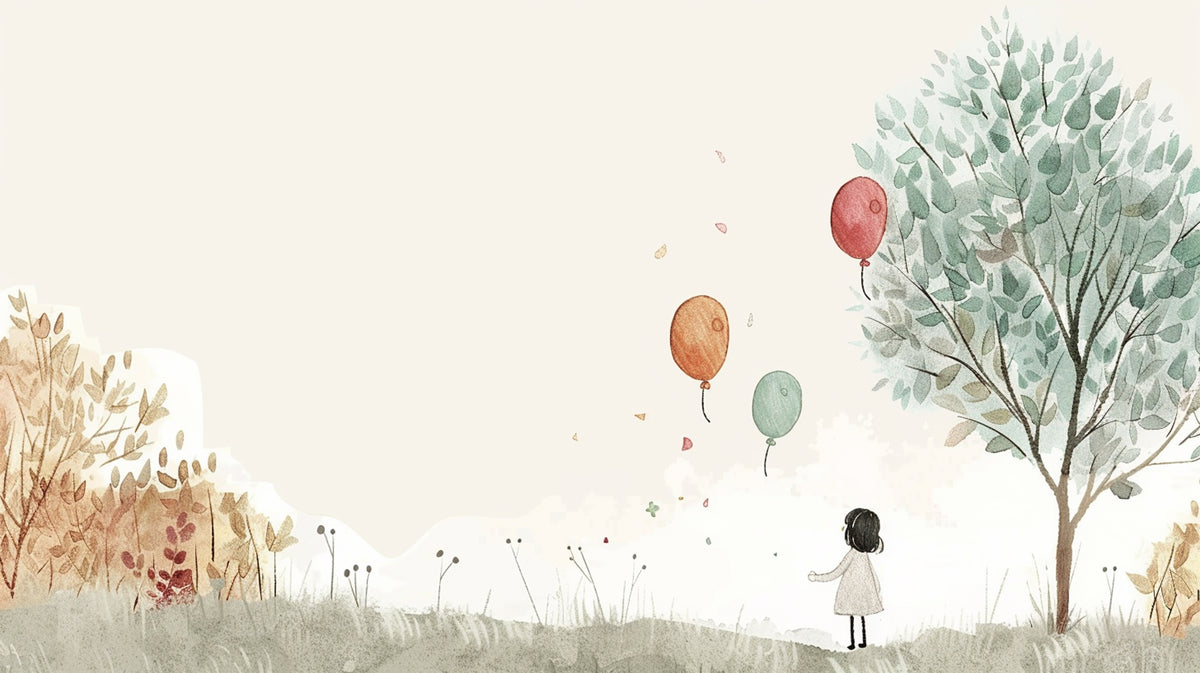 Papier peint enfant - Petite fille avec des ballons