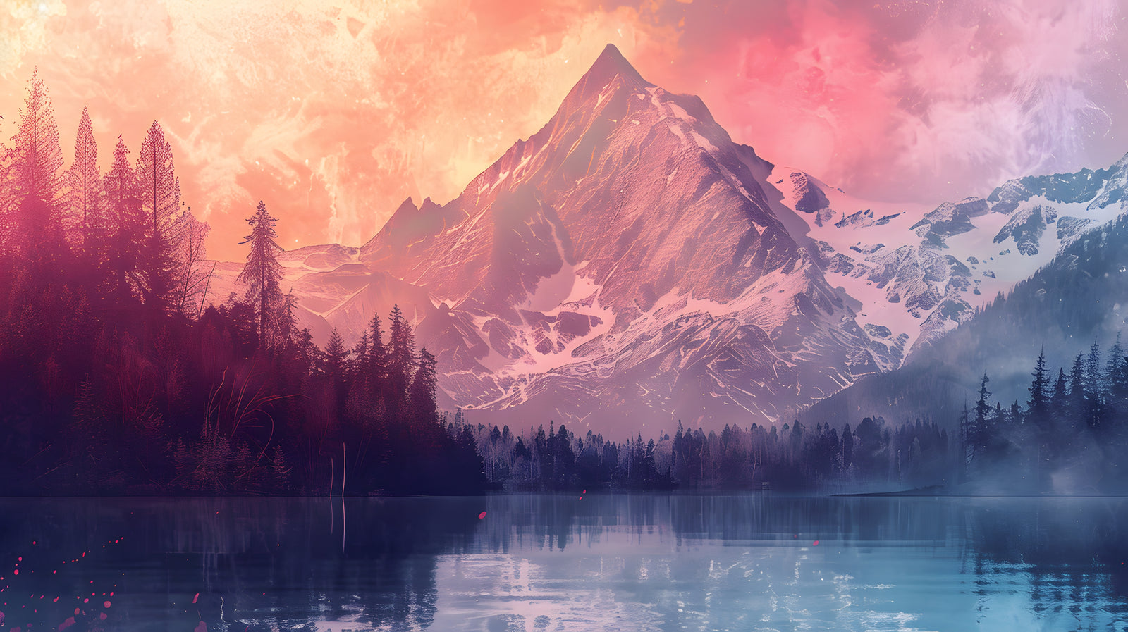 Landscape wallpaper – Pink mountain at dusk