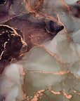 Papier peint Abstrait – Marbre liquide noir et cuivre