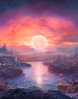 Fantasy wallpaper – Mystical pink moon