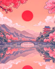 Japanese wallpaper – Cherry blossoms and temple