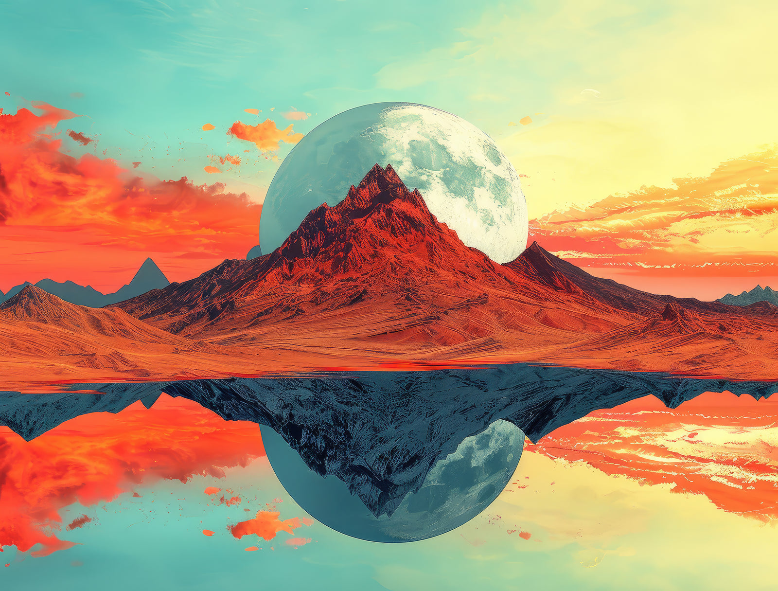 Surreal wallpaper – Lunar Mirror Mountain