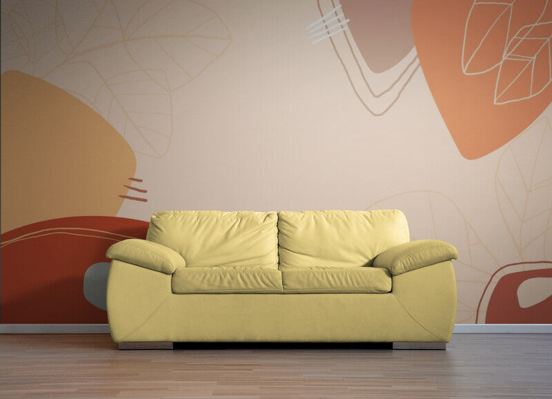 Papier Peint Abstrait - Beige Et Terracotta