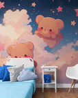 Papier Peint Enfant - Oursons Dans Les Nuages