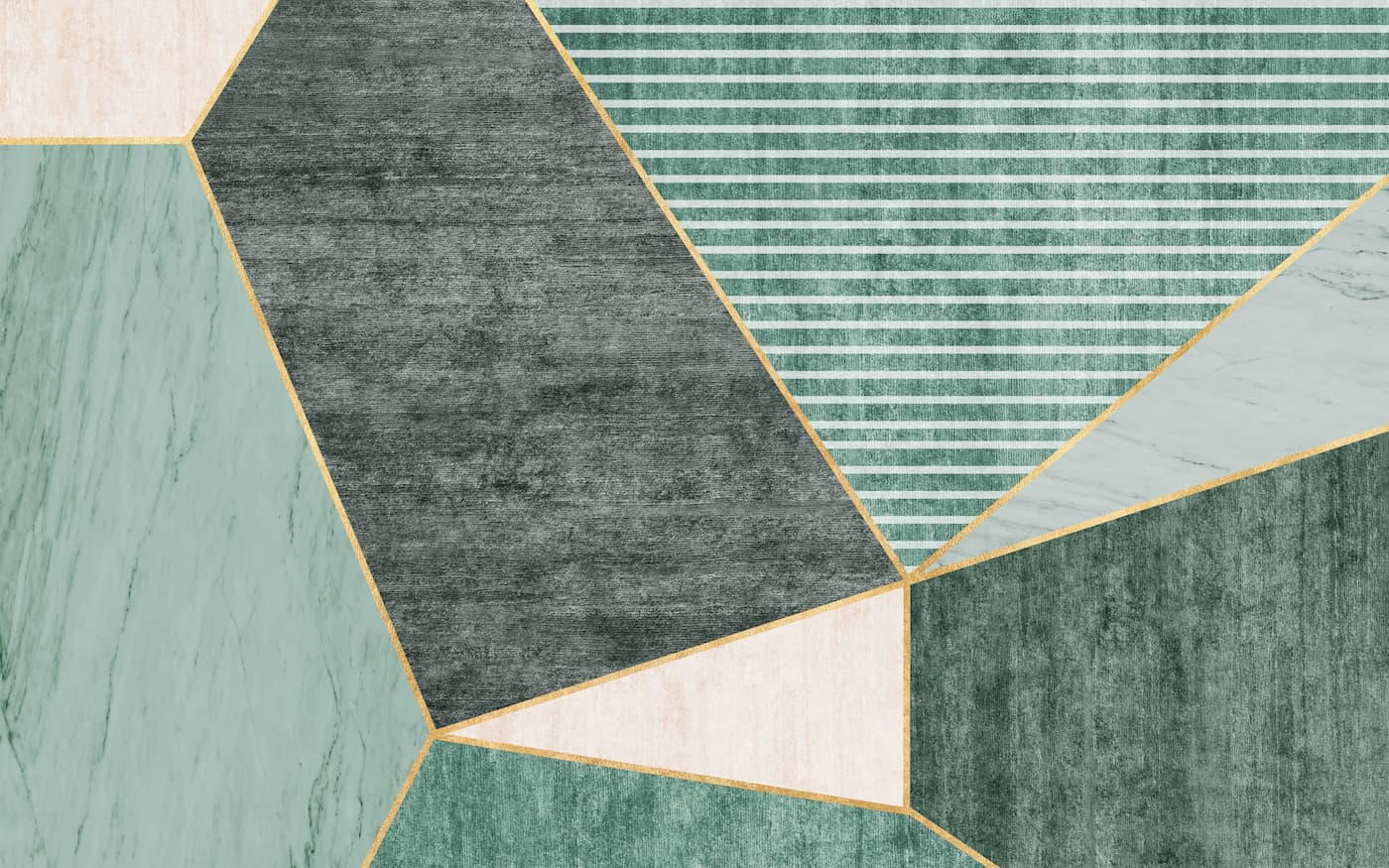 Geometric Wallpaper - Marble and Gold Lines