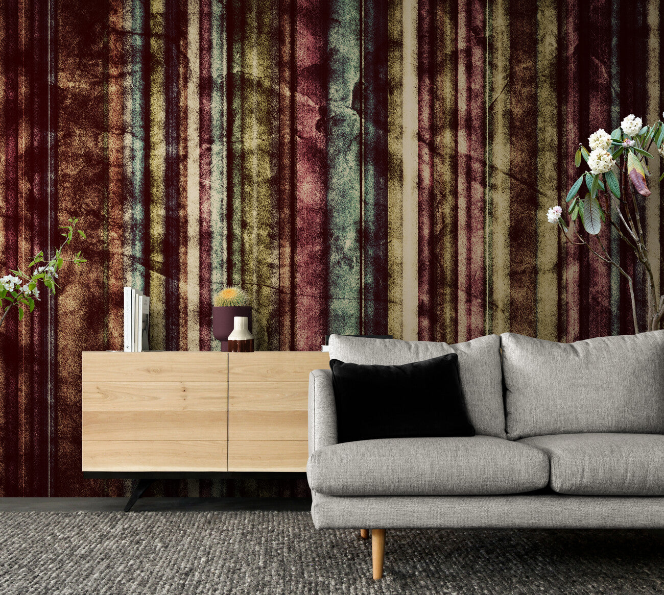 Retro Wallpaper - Vintage Textured Stripes