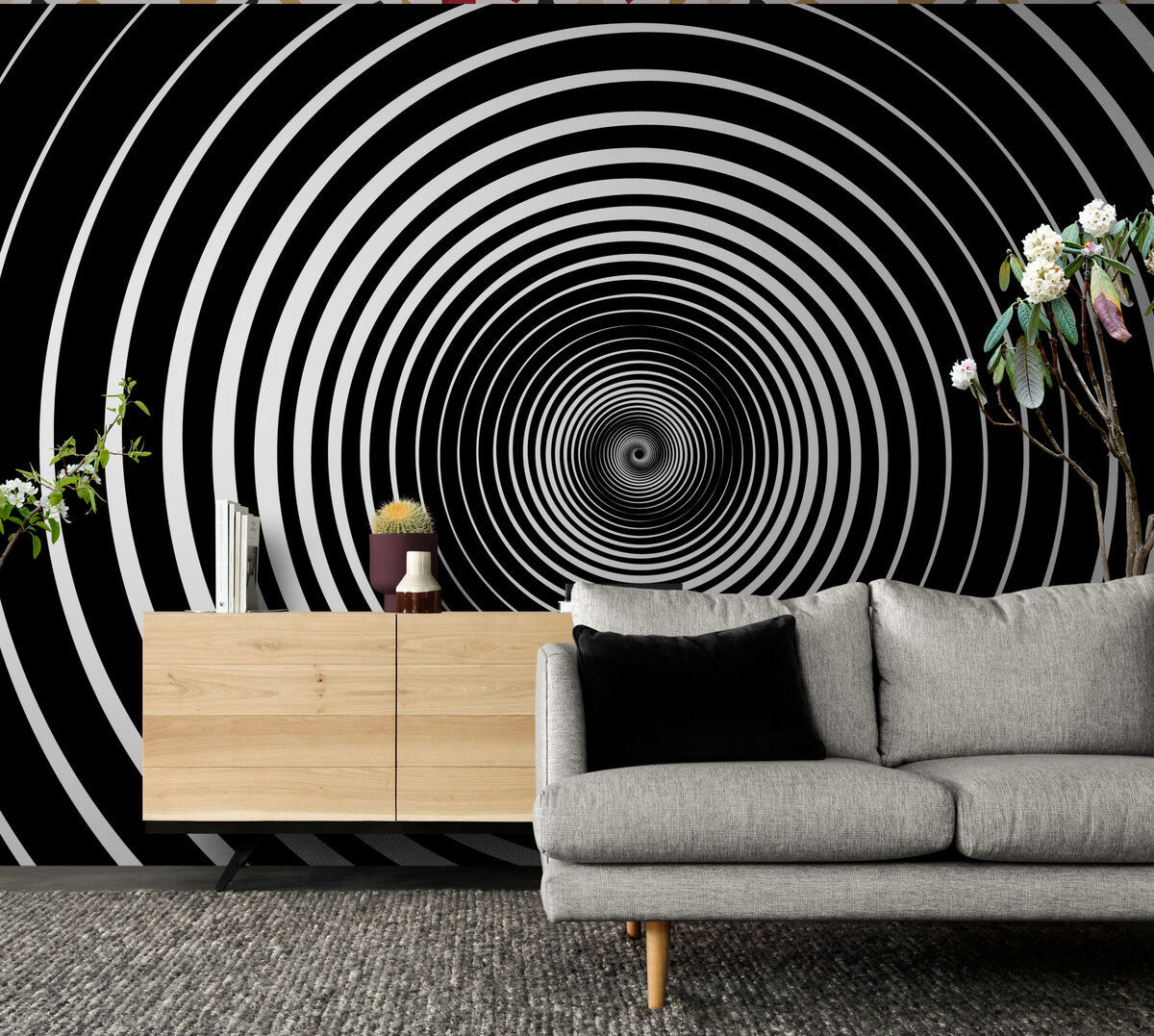 Black and White Wallpaper - Hypnotic Spiral