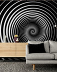 Papier Peint Noir et Blanc - Spirale Hypnotique