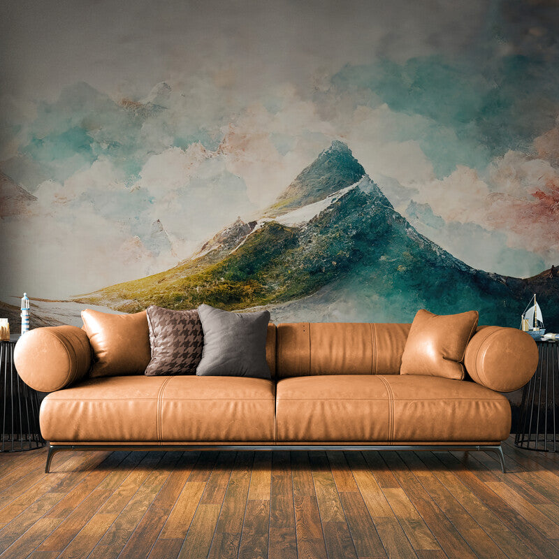 Papier Peint Montagne - Sommets Voilés par la Brume
