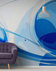 Papier Peint Abstrait - Bleu Et Blanc Moderne