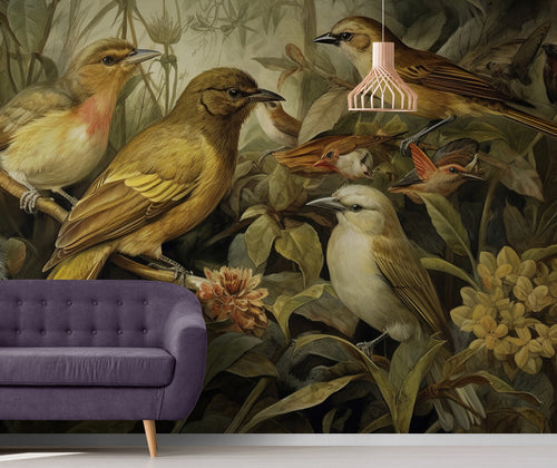 Papier Peint Animaux - Oiseaux Chanteurs dans la Jungle
