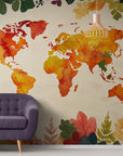 Papier Peint Enfant - Carte Du Monde En Couleurs