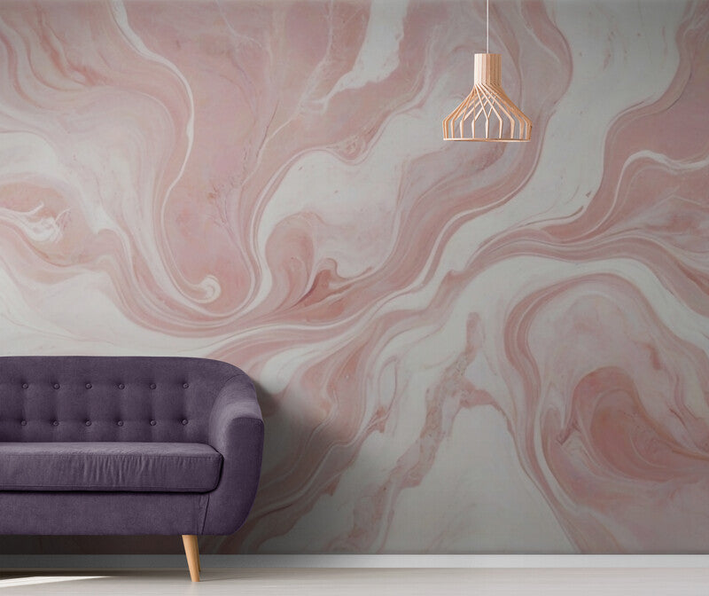 Papier Peint Abstrait - Marbre Rose