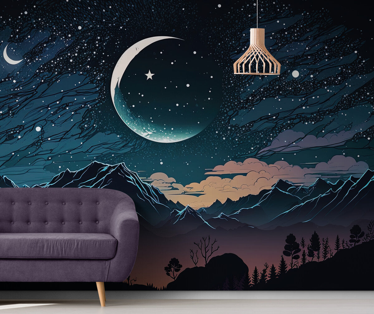 Papier Peint Montagne - Nuit Étoilée