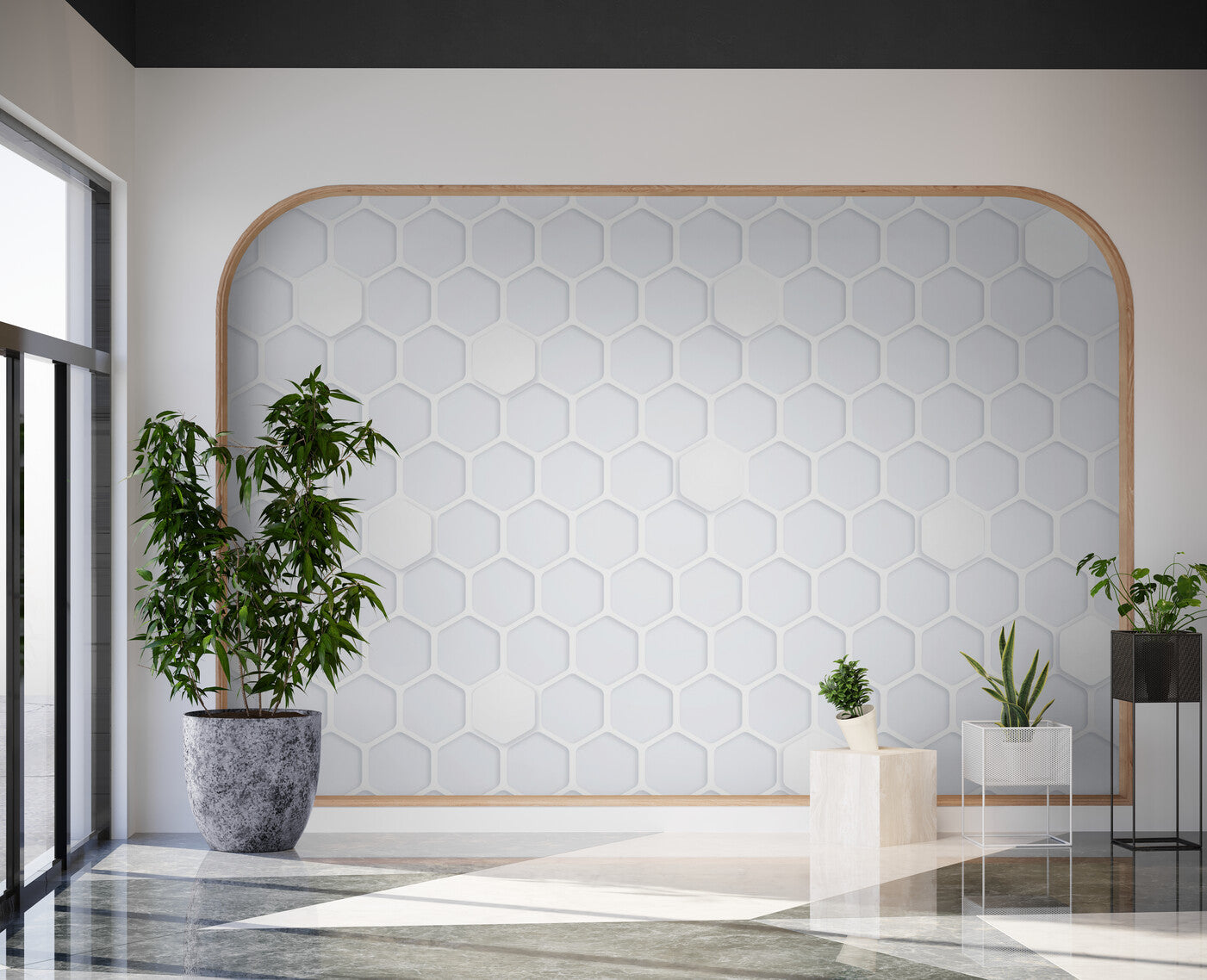 Papier Peint Géométrique - Nids d'Abeille Lumineux