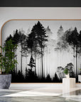 Papier Peint Abstrait - Forêt Noir Et Blanc