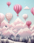 Papier Peint Enfant - Nuages Et Montgolfières Roses