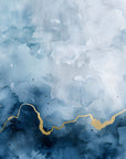 Papier Peint Aquarelle - Bleu Et Doré Élégant