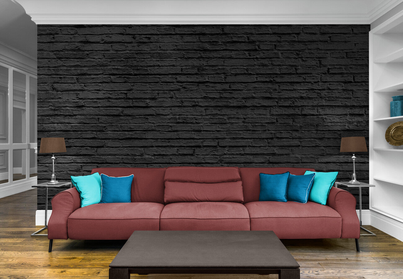 Black and White Wallpaper - Dark Embossed Bricks