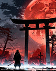 Papier Peint Japonais - Lune Rouge