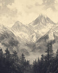Papier Peint Vintage - Montagne Et Forêt