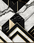Papier Peint Motifs Géométriques - Marbre Noir Et Blanc