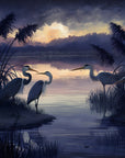 Papier Peint Japonais - Grues Dans L’eau