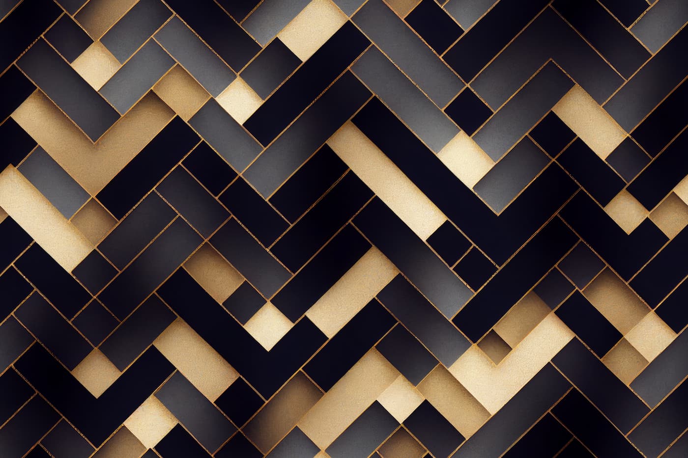 Papier Peint Art & Déco - Motifs Métalliques Noir & Or