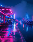 Marina Wallpaper - Neon Dockside