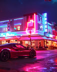Miami Wallpaper - Neon Art Deco Supercar