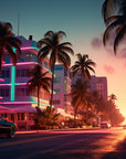 Miami Sunset Wallpaper - Ocean Drive Retro Neon